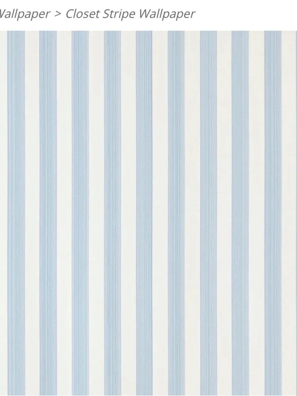 NWT FARROW & BALL Closet Stripe Wallpaper 360 Lulworth Blue Double Roll Sealed